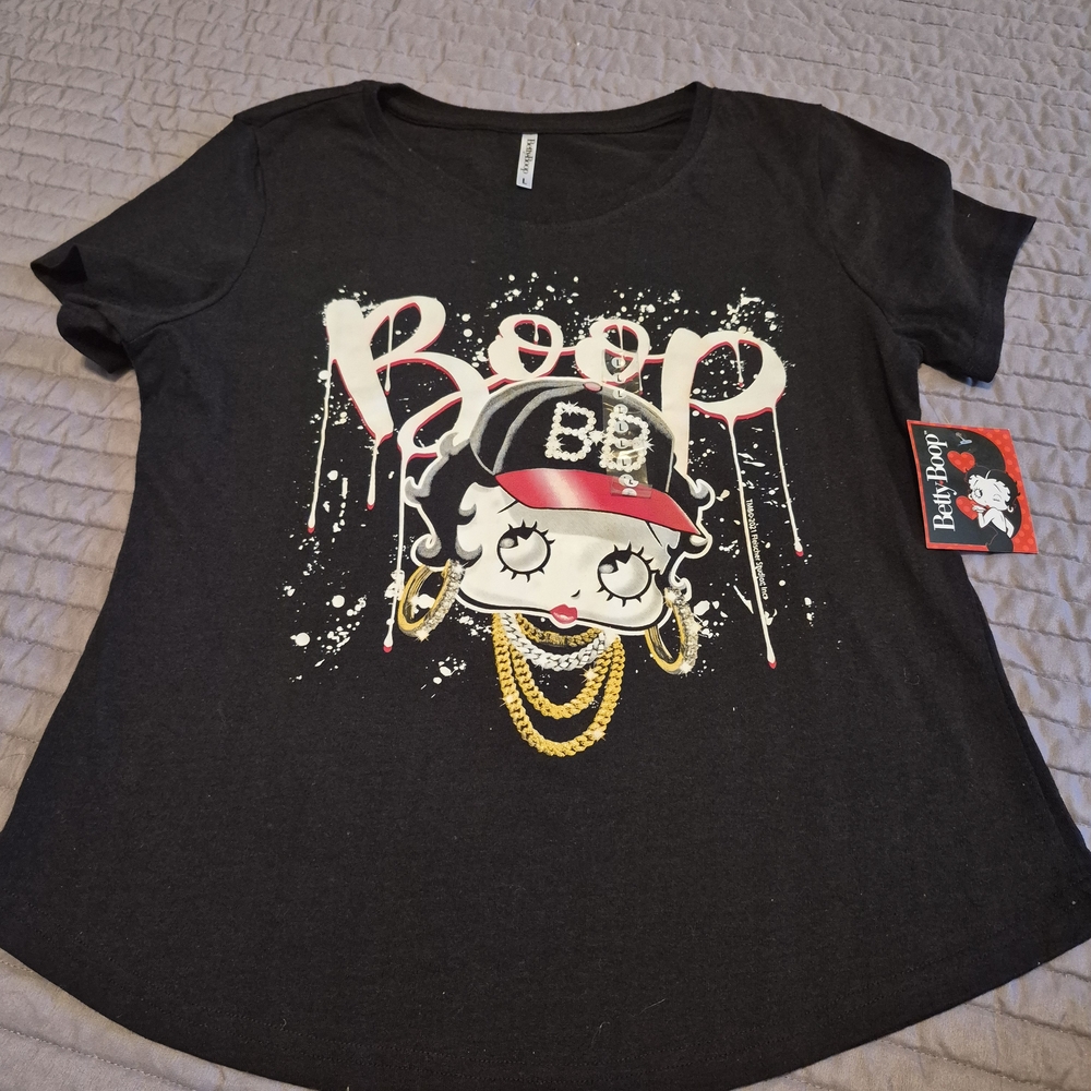 Black Graphic Tee with Cartoon Design - Picture 3 of 5